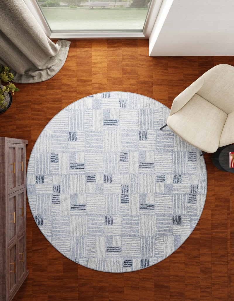 Charleston Elegance Collection Area Rug - Palmetto Round Light Blue lifestyle 14