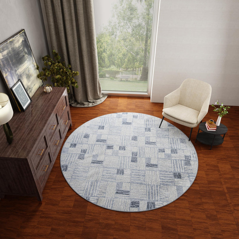 Charleston Elegance Collection Area Rug - Palmetto Round Light Blue lifestyle 15