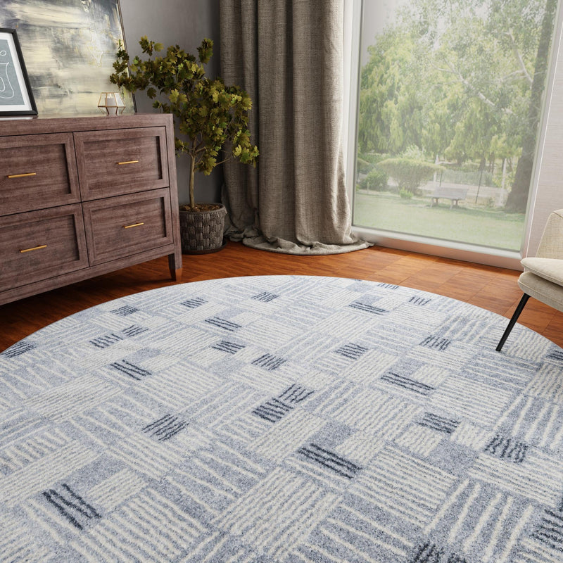 Charleston Elegance Collection Area Rug - Palmetto Round Light Blue lifestyle 17
