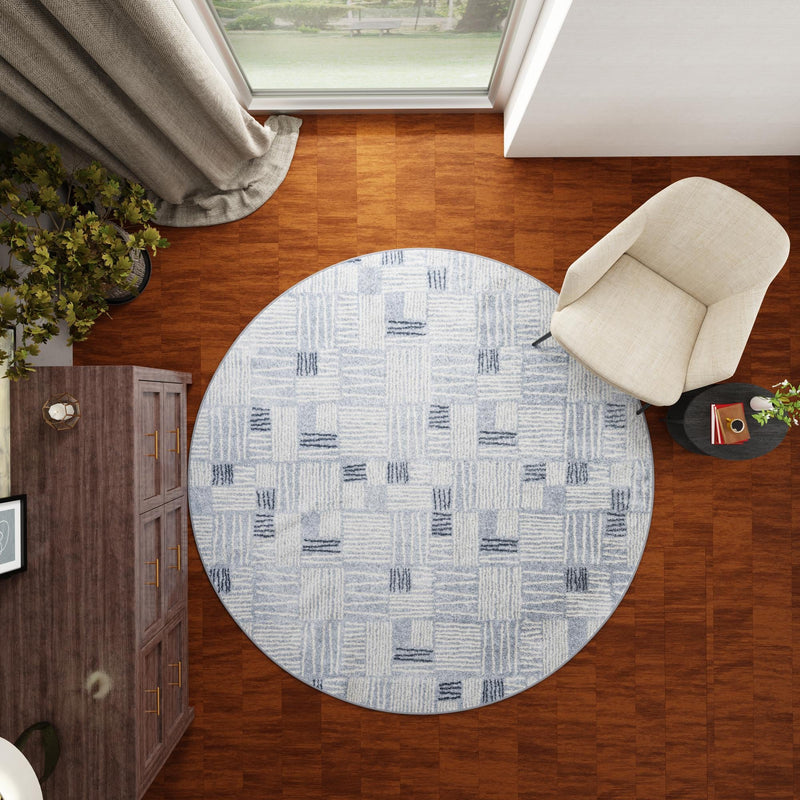 Charleston Elegance Collection Area Rug - Palmetto Round Light Blue lifestyle 18