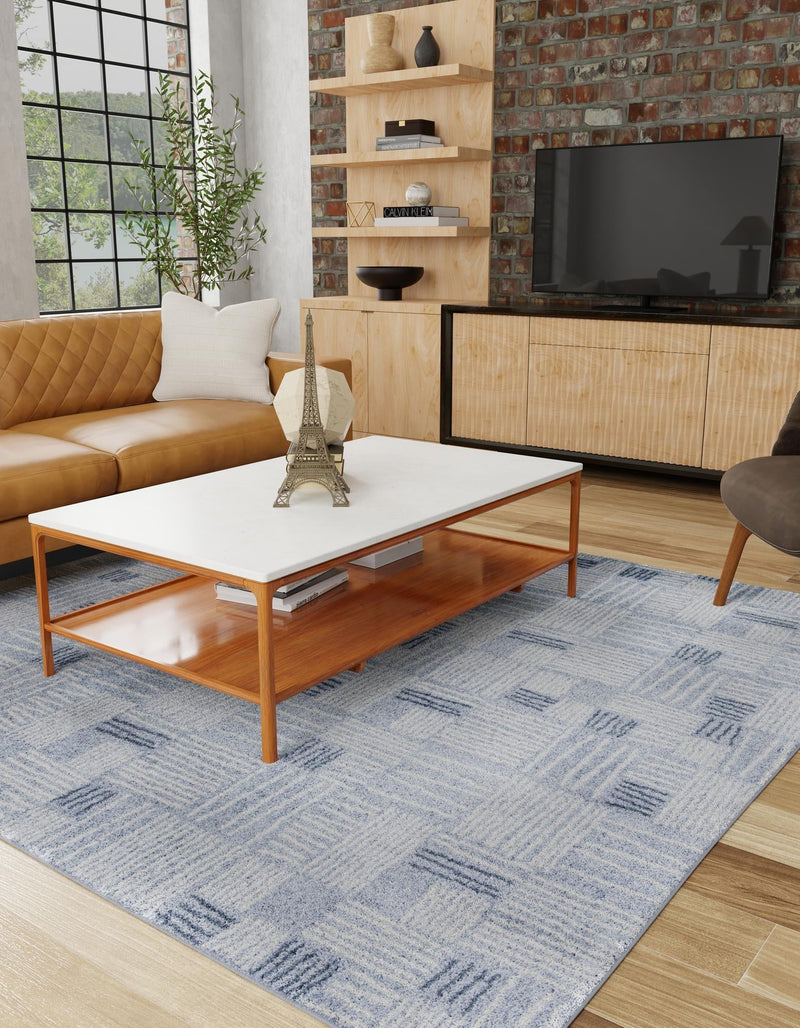 Charleston Elegance Collection Area Rug - Palmetto Square Light Blue lifestyle 81