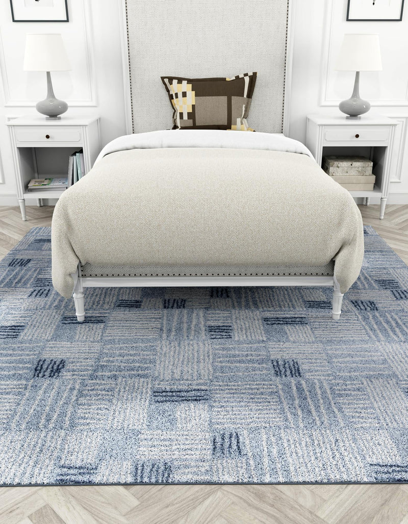 Charleston Elegance Collection Area Rug - Palmetto Square Light Blue lifestyle 93