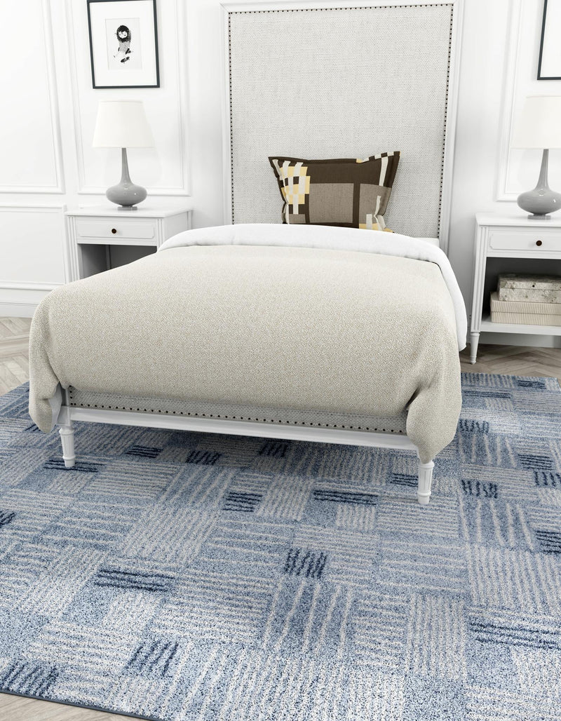 Charleston Elegance Collection Area Rug - Palmetto Square Light Blue lifestyle 99