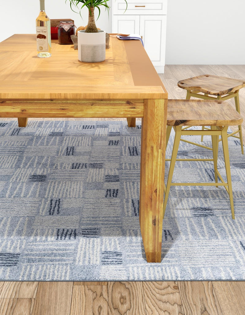Charleston Elegance Collection Area Rug - Palmetto Square Light Blue lifestyle 100