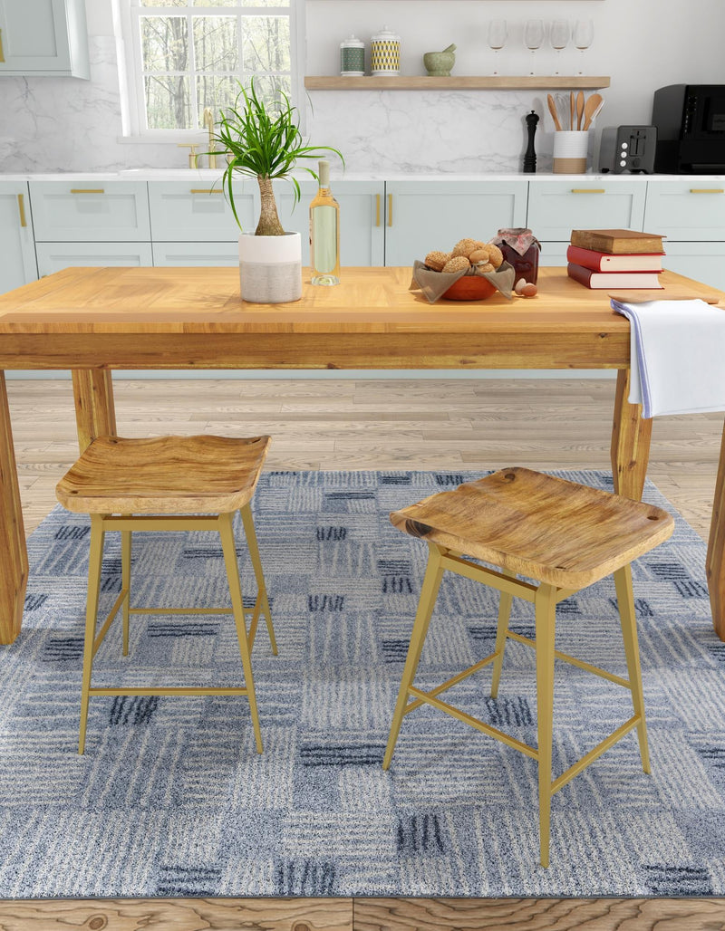 Charleston Elegance Collection Area Rug - Palmetto Square Light Blue lifestyle 101