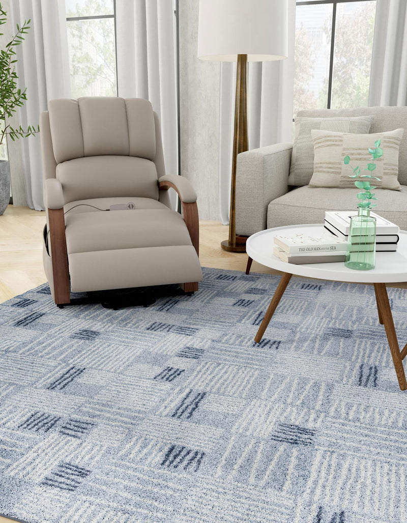 Charleston Elegance Collection Area Rug - Palmetto Square Light Blue lifestyle 105