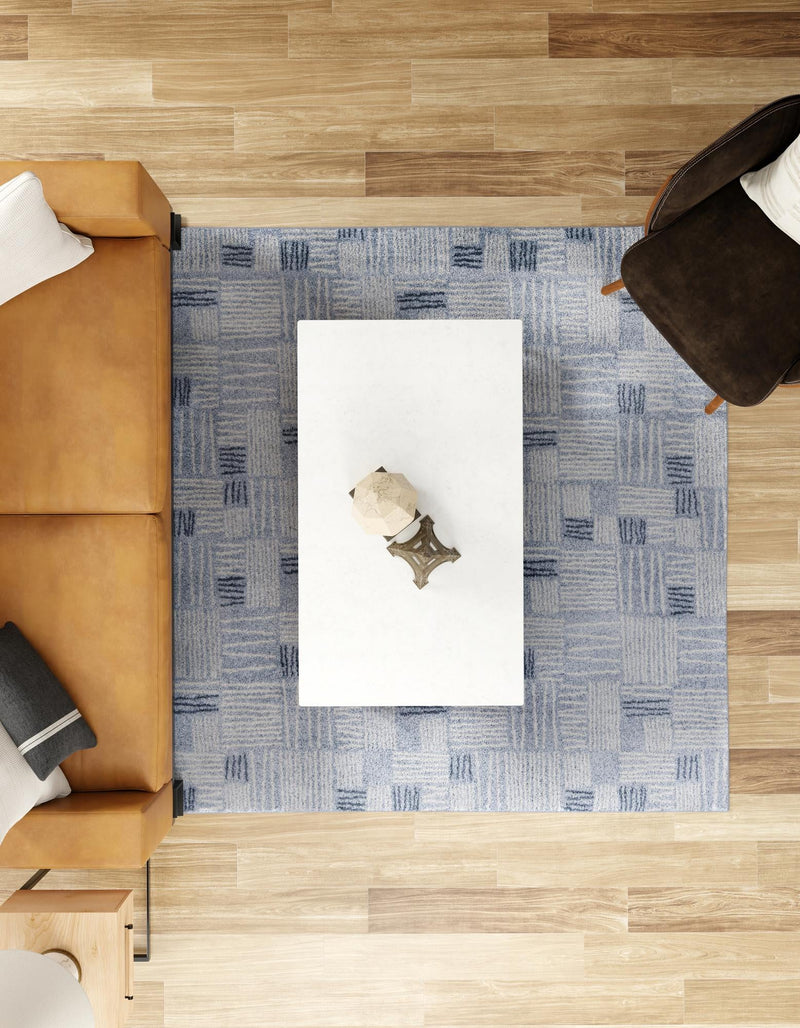 Charleston Elegance Collection Area Rug - Palmetto Square Light Blue lifestyle 156