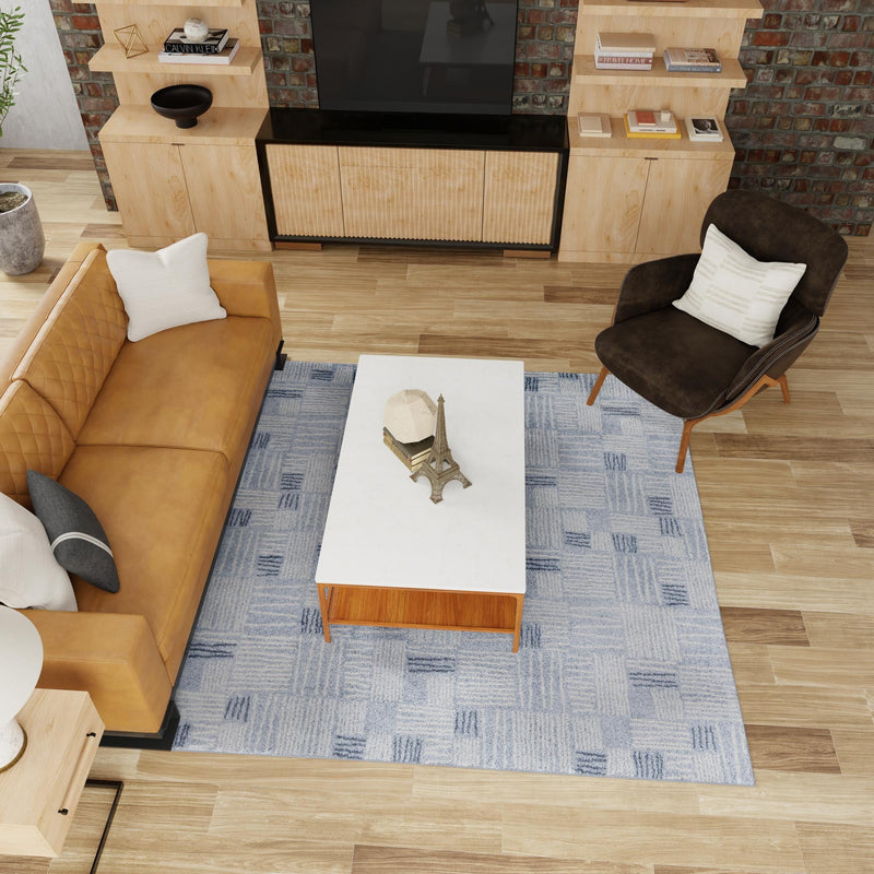 Charleston Elegance Collection Area Rug - Palmetto Square Light Blue lifestyle 167