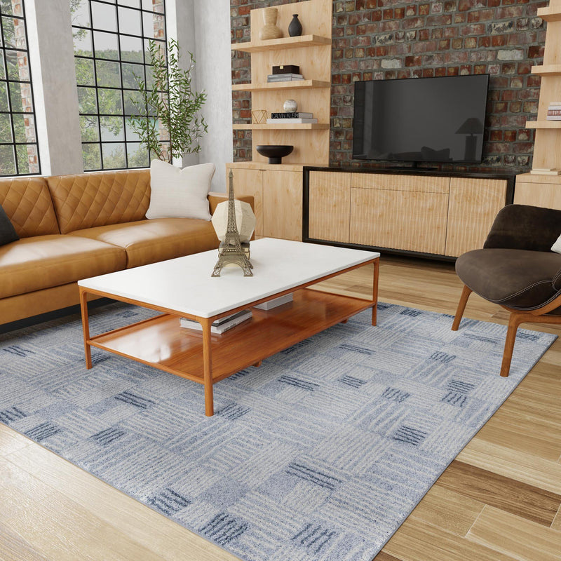 Charleston Elegance Collection Area Rug - Palmetto Square Light Blue lifestyle 179