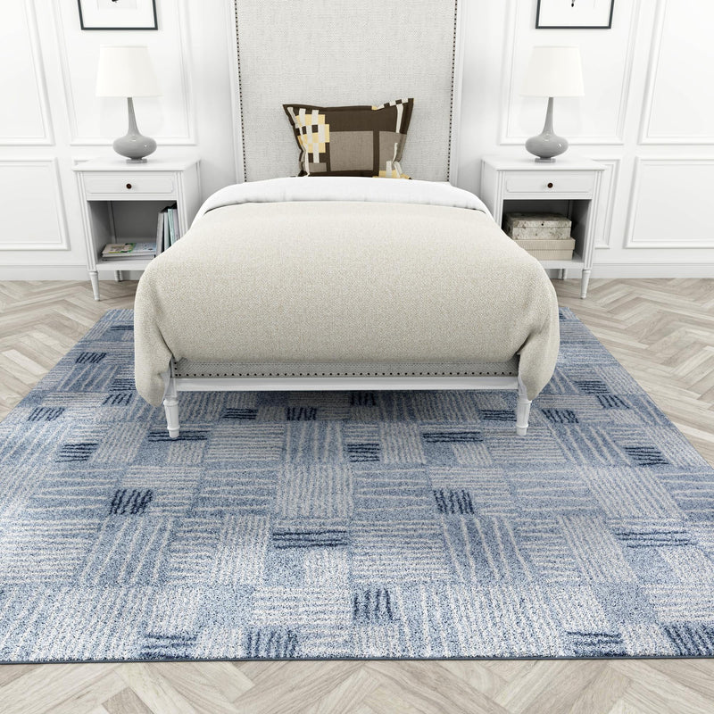 Charleston Elegance Collection Area Rug - Palmetto Square Light Blue lifestyle 191
