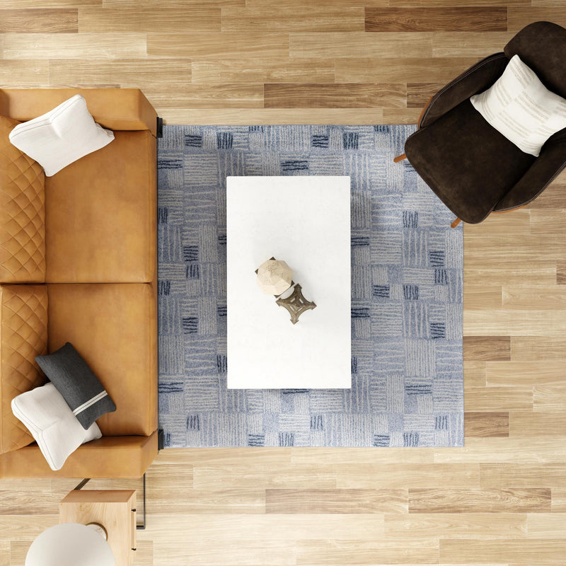 Charleston Elegance Collection Area Rug - Palmetto Square Light Blue lifestyle 201