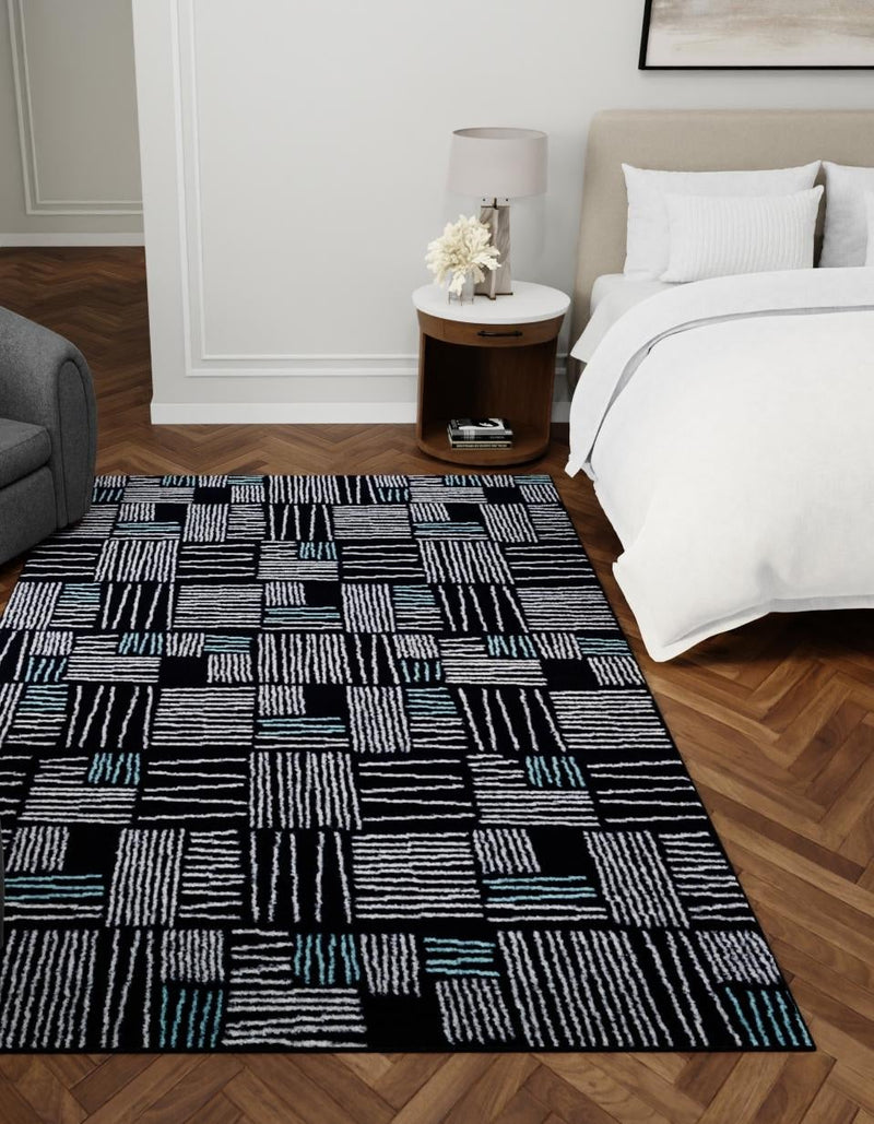 Charleston Elegance Collection Area Rug - Palmetto Rectangle Navy Blue lifestyle 3