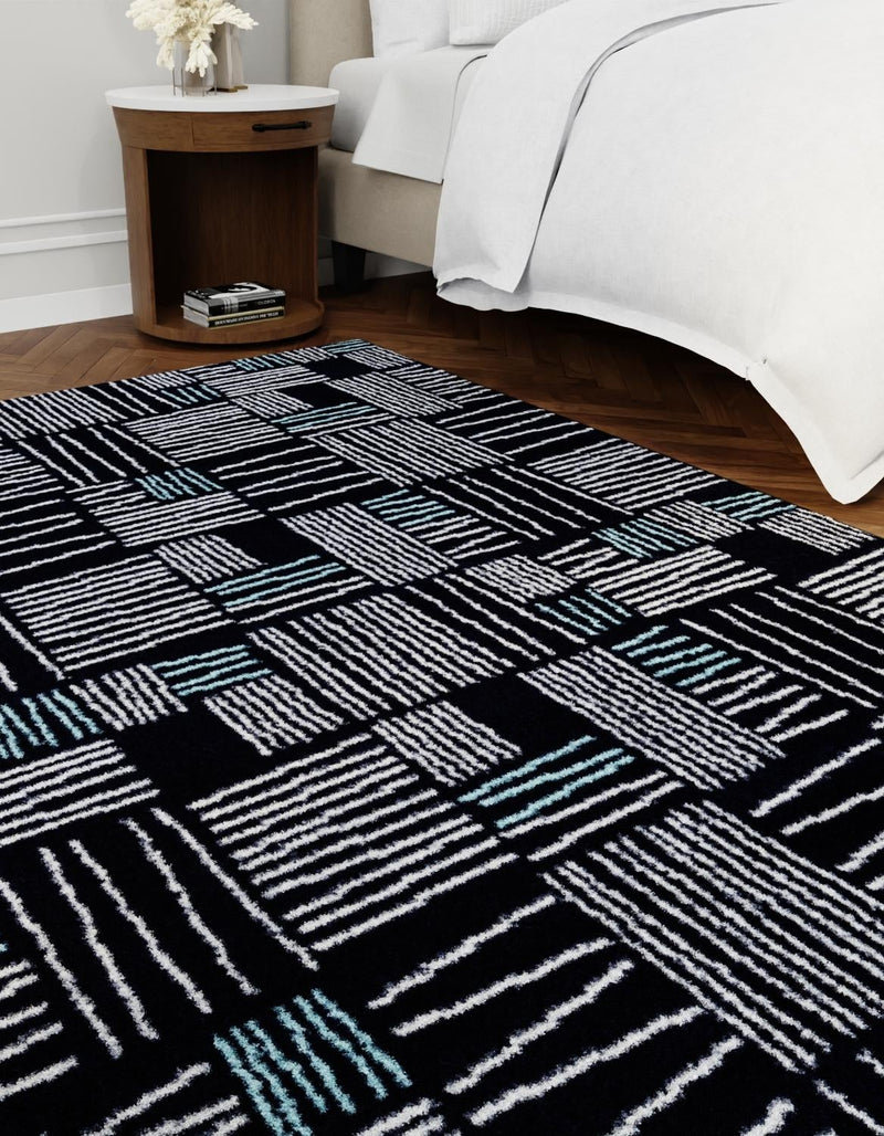 Charleston Elegance Collection Area Rug - Palmetto Rectangle Navy Blue lifestyle 4