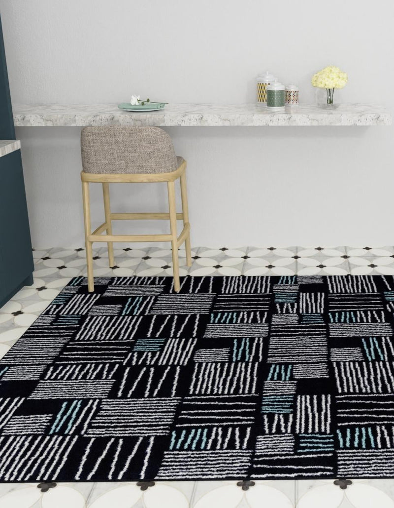 Charleston Elegance Collection Area Rug - Palmetto Rectangle Navy Blue lifestyle 5