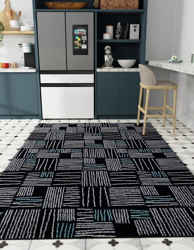Charleston Elegance Collection Area Rug - Palmetto Rectangle Navy Blue lifestyle 6
