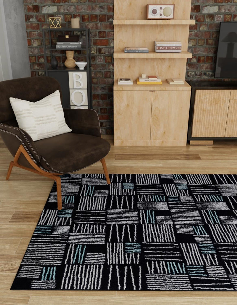 Charleston Elegance Collection Area Rug - Palmetto Rectangle Navy Blue lifestyle 10