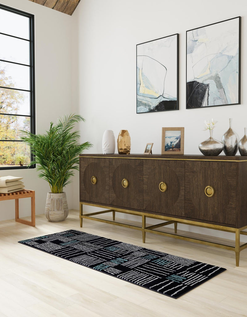 Charleston Elegance Collection Area Rug - Palmetto Runner Navy Blue lifestyle 2