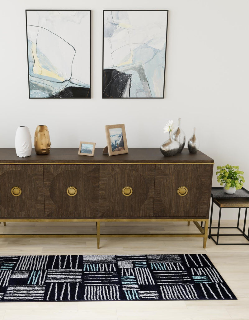 Charleston Elegance Collection Area Rug - Palmetto Runner Navy Blue lifestyle 3