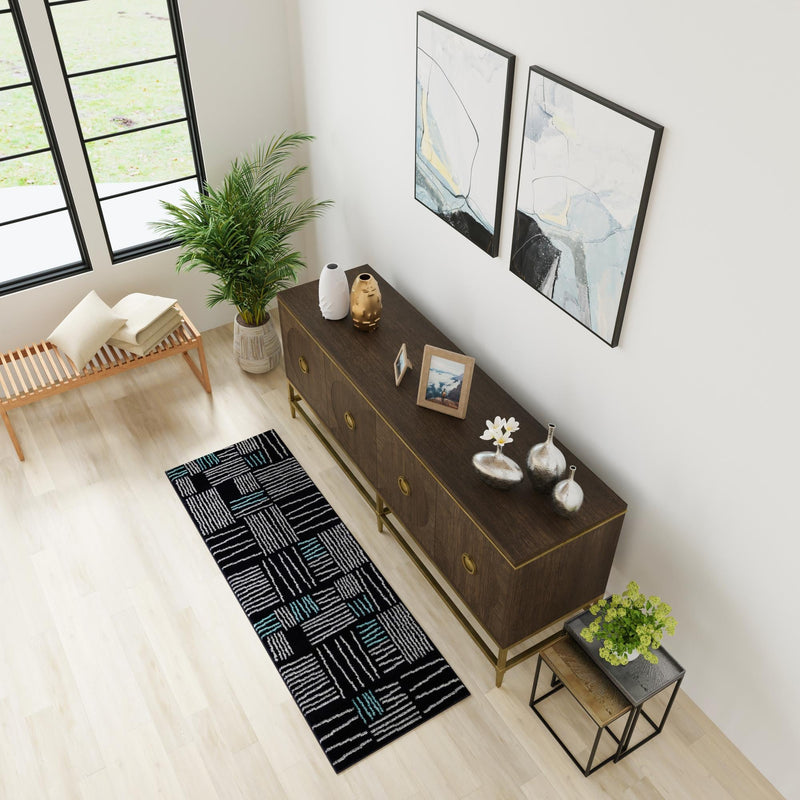 Charleston Elegance Collection Area Rug - Palmetto Runner Navy Blue lifestyle 15