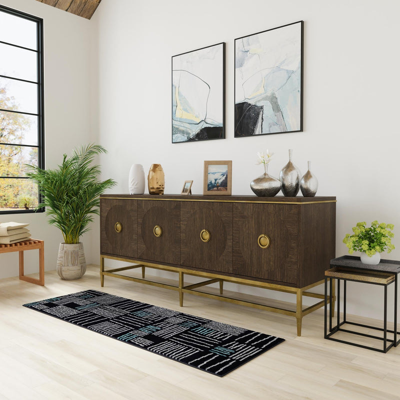 Charleston Elegance Collection Area Rug - Palmetto Runner Navy Blue lifestyle 16