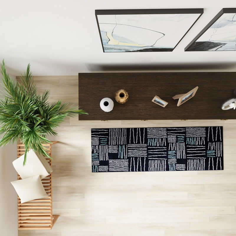 Charleston Elegance Collection Area Rug - Palmetto Runner Navy Blue lifestyle 18