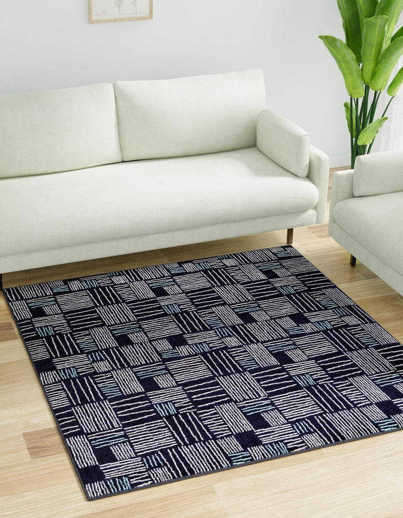 Charleston Elegance Collection Area Rug - Palmetto Square Navy Blue lifestyle 0