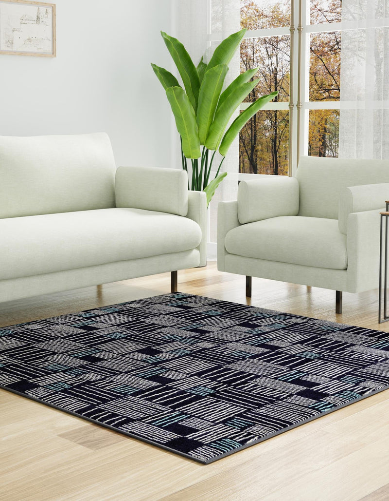Charleston Elegance Collection Area Rug - Palmetto Square Navy Blue lifestyle 2