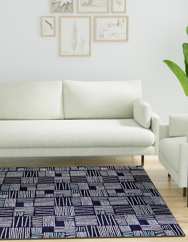 Charleston Elegance Collection Area Rug - Palmetto Square Navy Blue lifestyle 3