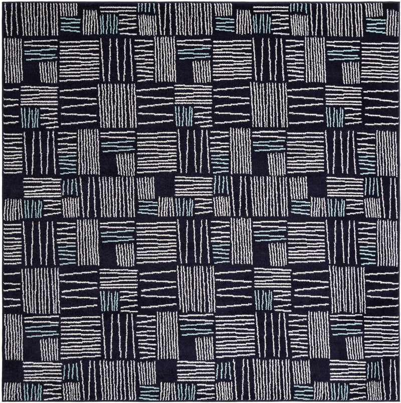 Charleston Elegance Collection Area Rug - Palmetto Square Navy Blue Main