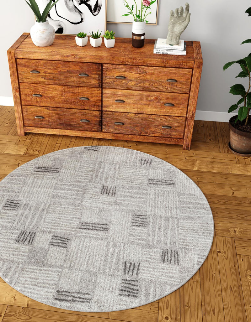 Charleston Elegance Collection Area Rug - Palmetto Round Gray lifestyle 0