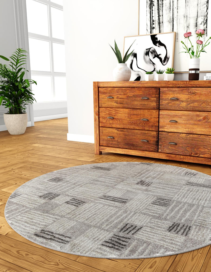 Charleston Elegance Collection Area Rug - Palmetto Round Gray lifestyle 2