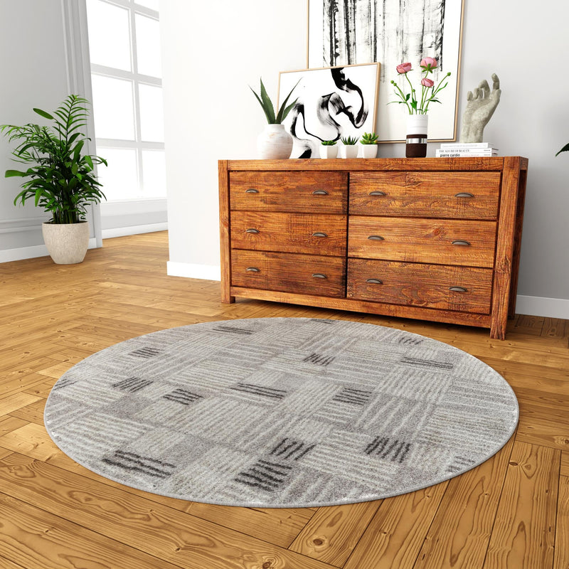 Charleston Elegance Collection Area Rug - Palmetto Round Gray lifestyle 16