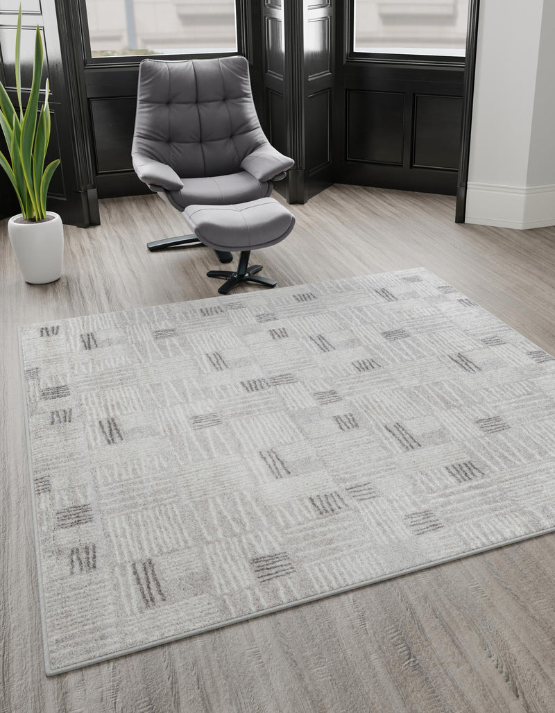 Charleston Elegance Collection Area Rug - Palmetto Square Gray lifestyle 71