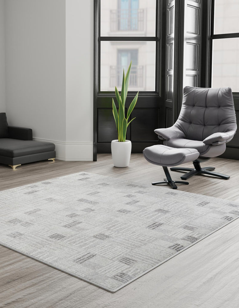 Charleston Elegance Collection Area Rug - Palmetto Square Gray lifestyle 83