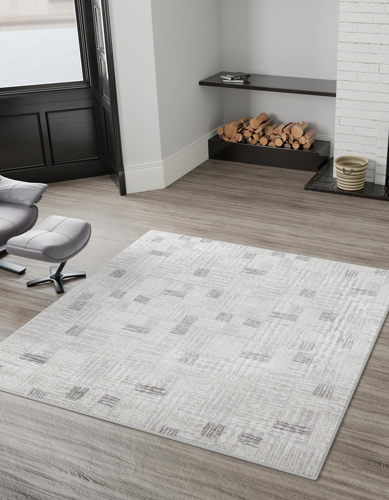 Charleston Elegance Collection Area Rug - Palmetto Square Gray lifestyle 95