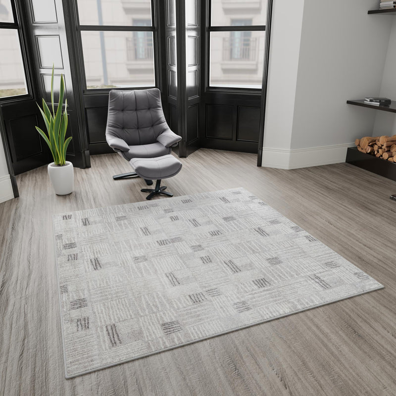 Charleston Elegance Collection Area Rug - Palmetto Square Gray lifestyle 169