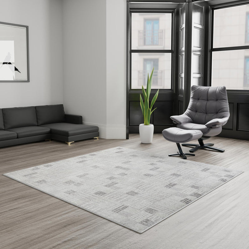 Charleston Elegance Collection Area Rug - Palmetto Square Gray lifestyle 181