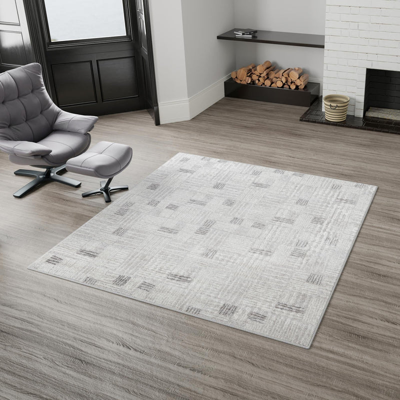 Charleston Elegance Collection Area Rug - Palmetto Square Gray lifestyle 193