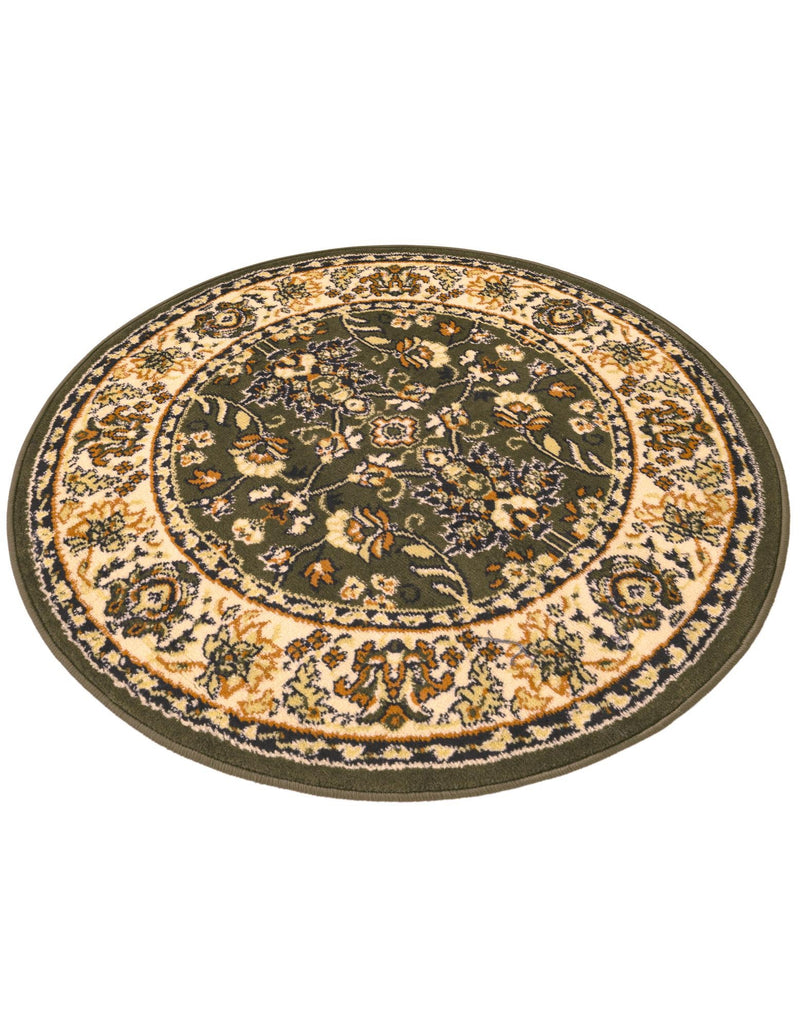 Isfahan Elegance Collection Area Rug - Naghsh-e Jahan (Green) Round Green lifestyle 68