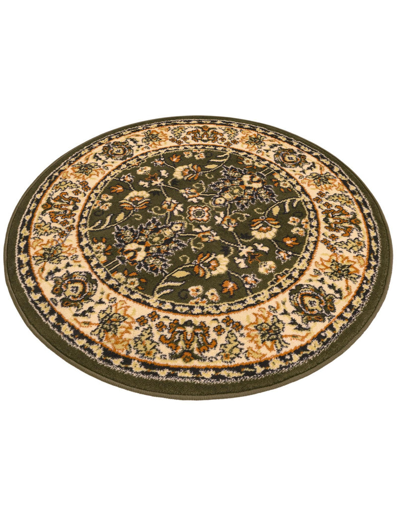 Isfahan Elegance Collection Area Rug - Naghsh-e Jahan (Green) Round Green lifestyle 69