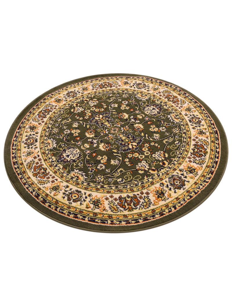 Isfahan Elegance Collection Area Rug - Naghsh-e Jahan (Green) Round Green lifestyle 71