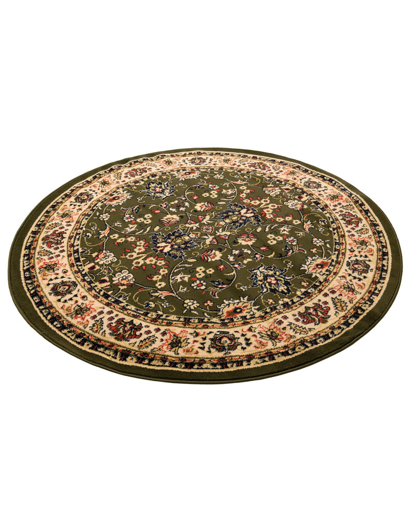 Isfahan Elegance Collection Area Rug - Naghsh-e Jahan (Green) Round Green lifestyle 72