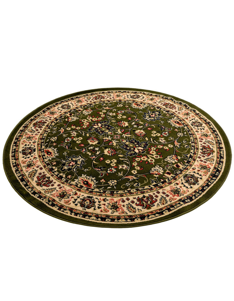 Isfahan Elegance Collection Area Rug - Naghsh-e Jahan (Green) Round Green lifestyle 73