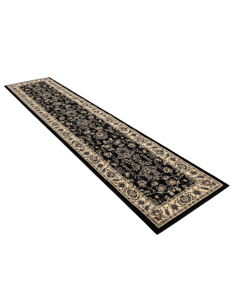 Isfahan Elegance Collection Area Rug - Naghsh-e Jahan (Black) Runner Black lifestyle 61