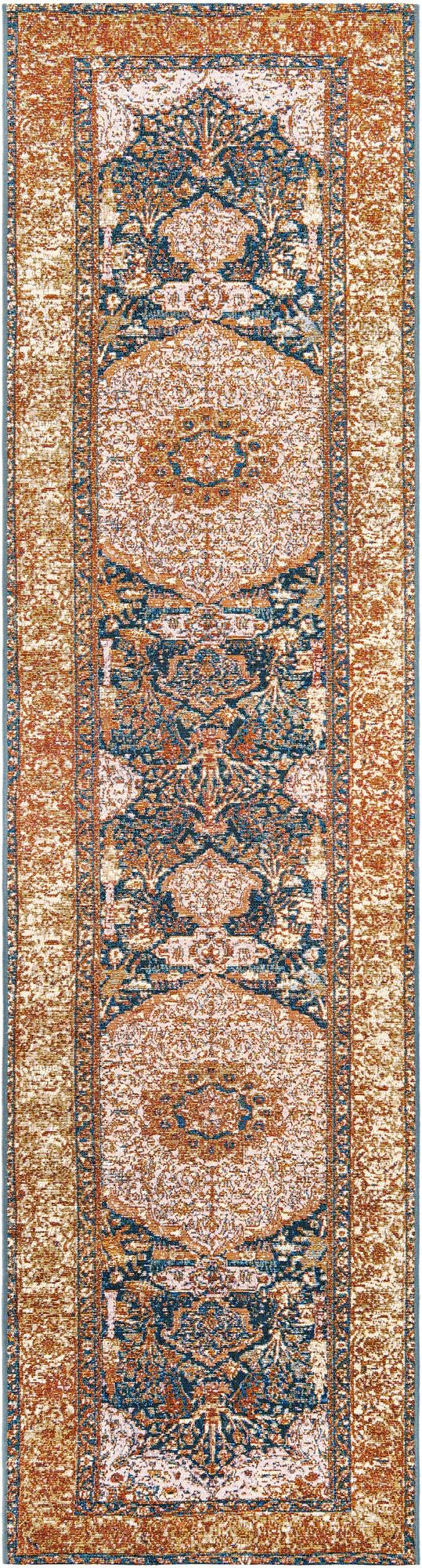 Patio Elegance Collection Area Rug - Courtyard Runner Navy Blue and Light Pink lifestyle 23