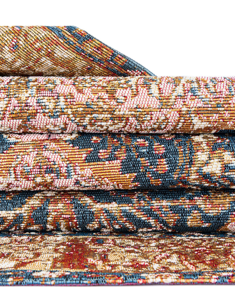 Patio Elegance Collection Area Rug - Courtyard Rectangle Navy Blue and Light Pink lifestyle 21