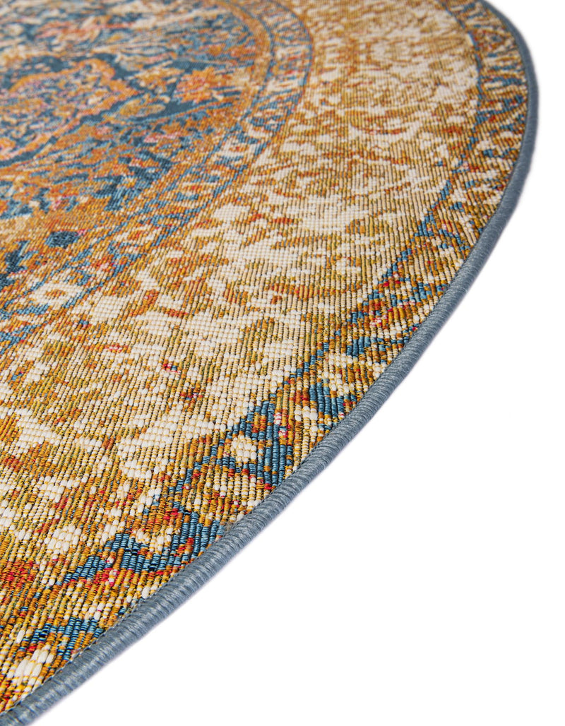 Patio Elegance Collection Area Rug - Courtyard Round Navy Blue and Light Pink lifestyle 61