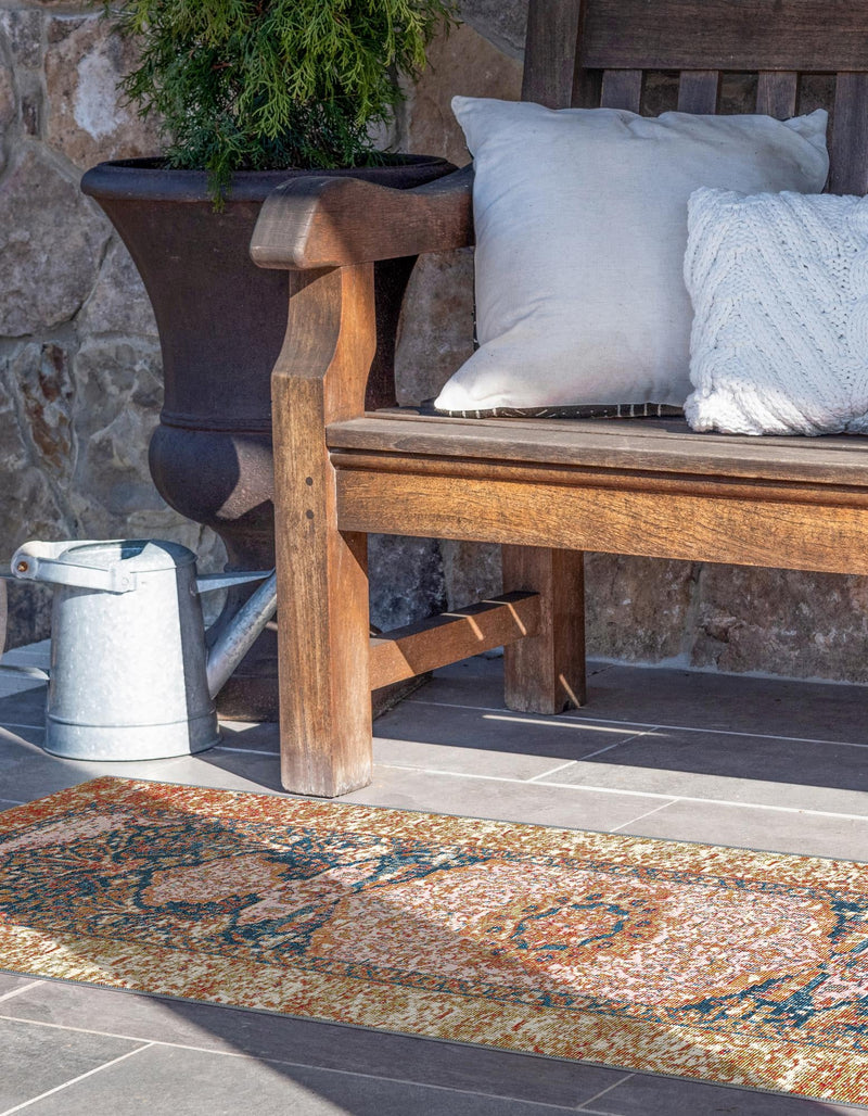 Patio Elegance Collection Area Rug - Courtyard Runner Navy Blue and Light Pink lifestyle 47