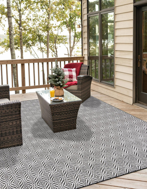 Garden Lattice Oasis Collection Area Rug - Terrace Square Charcoal lifestyle 8