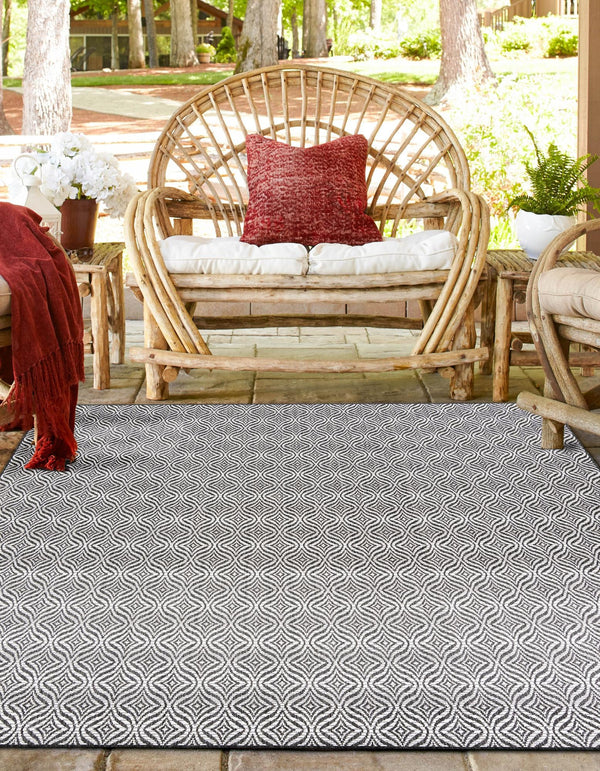 Garden Lattice Oasis Collection Area Rug - Terrace Square Charcoal lifestyle 9